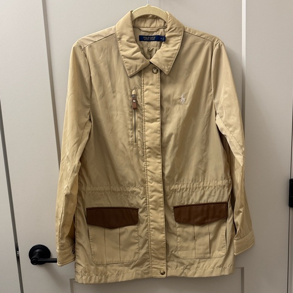 Ralph Lauren Women's Polo Golf Wind Water Resistant Beige Jacket in beige.